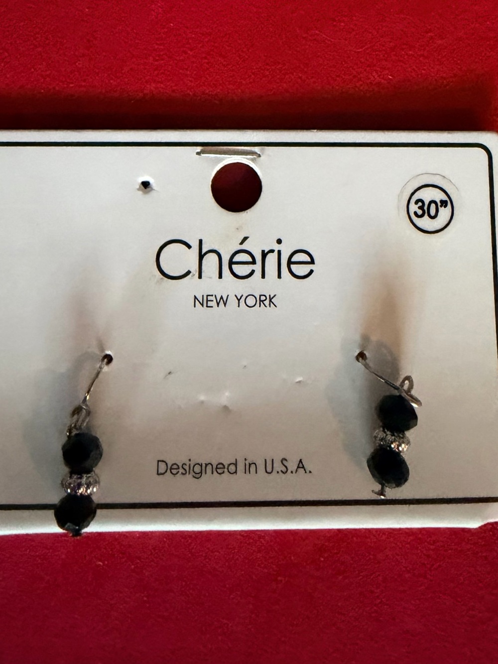 Black Bead Drop Earrings with Sparkling Accents